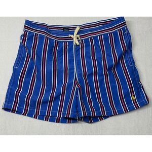 Polo Ralph Lauren Striped Swim Trunks Shorts Royal Blue Pink White Mens M
